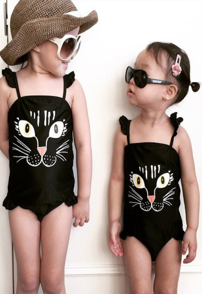 2015-brand-new-fashion-girls-lovely-clothes-cute-black-cat-Swimwear-girls-one-piece-Swimsuit-baby