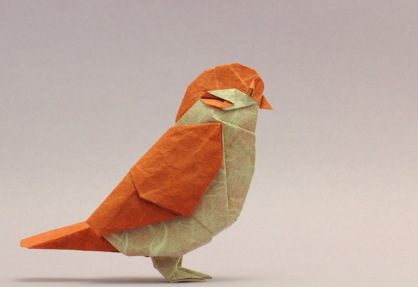 оригами-птица-врабец-оригами