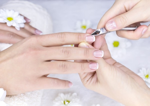 Female nails with french manicure