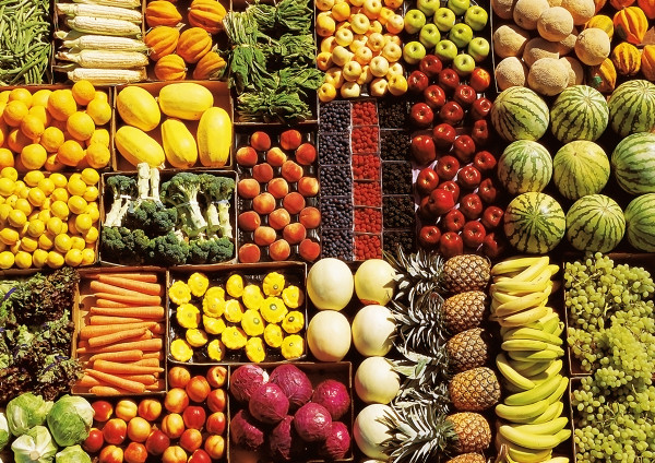 display of various fruit and vegetables