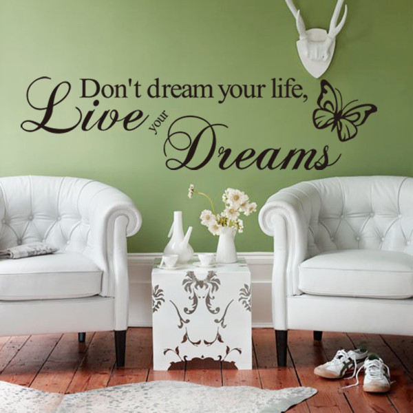-Не сонувај-твој-живот-реализира-ги-соништата-цитати-и-изреки-налепници за Wallидови-дневна соба-спална соба